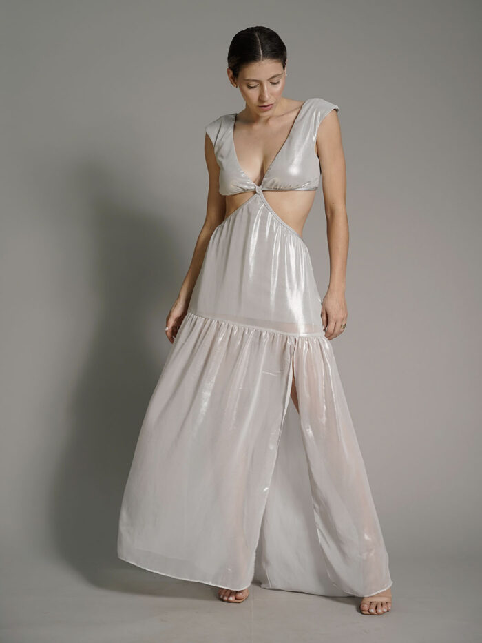 Vestido Ombro Prata