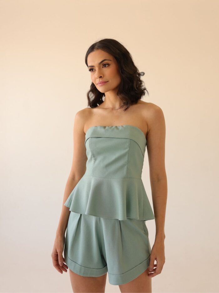 Blusa Peplum Verce Celeste
