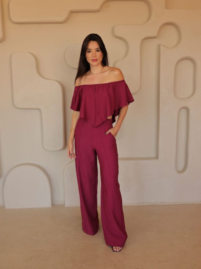 Calça Nervuras Bordô