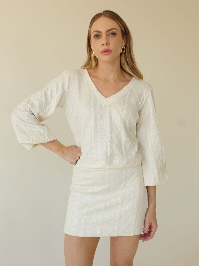 Blusa Tricot Foil Branco