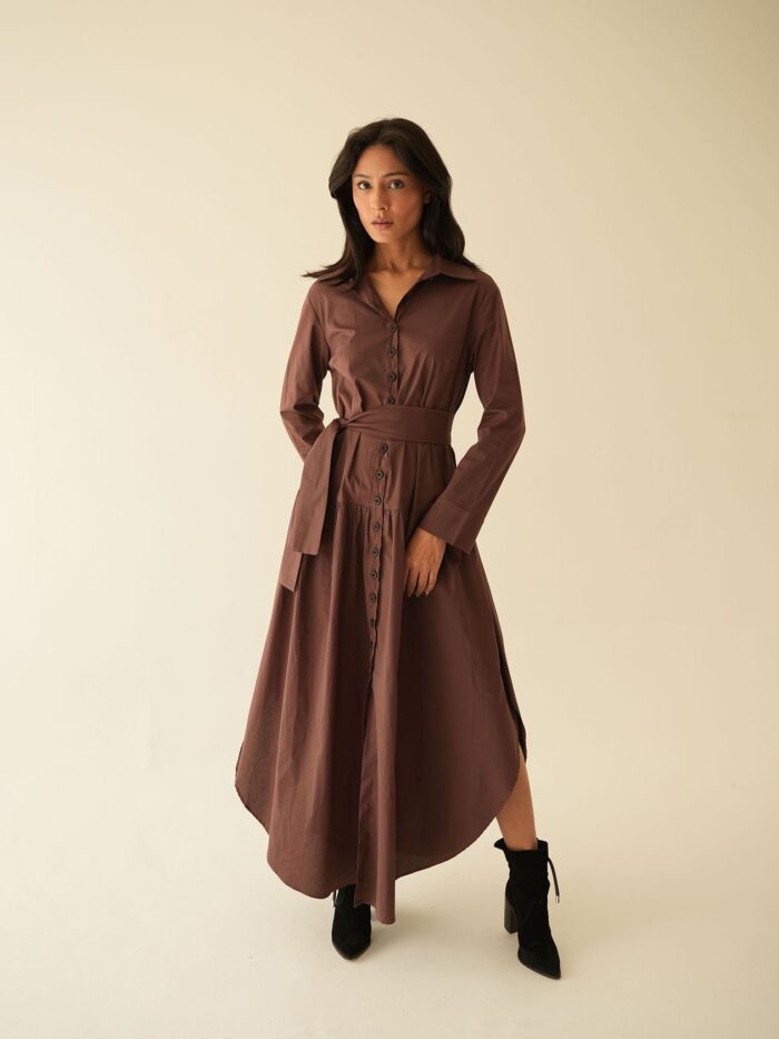 Vestido Camisa Marrom