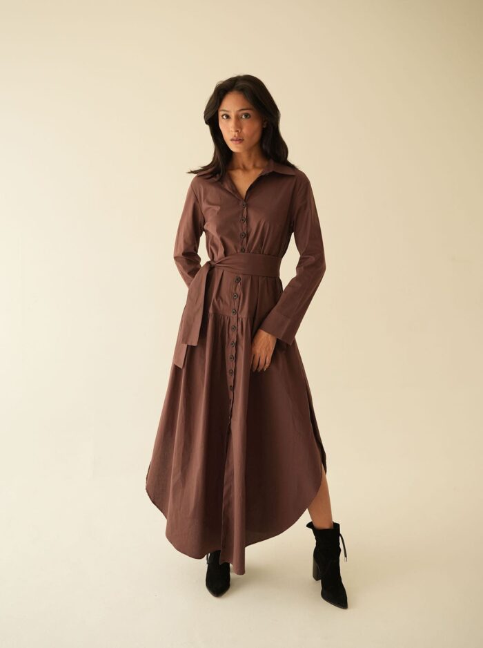 Vestido Camisa Marrom