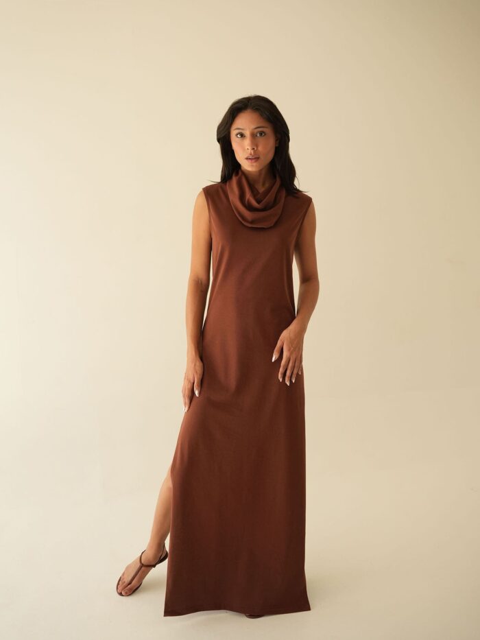Vestido Gola Marrom