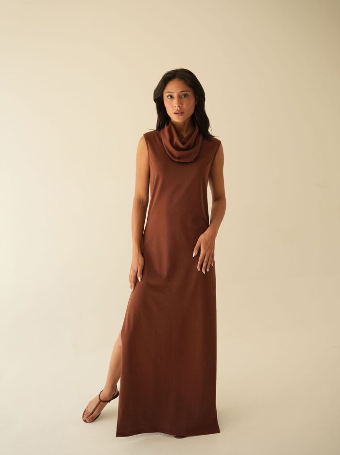 Vestido Gola Marrom
