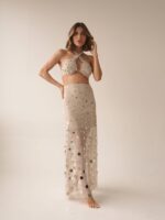 Top Cruzado Tela Bordado Nude Light - Imagem 2