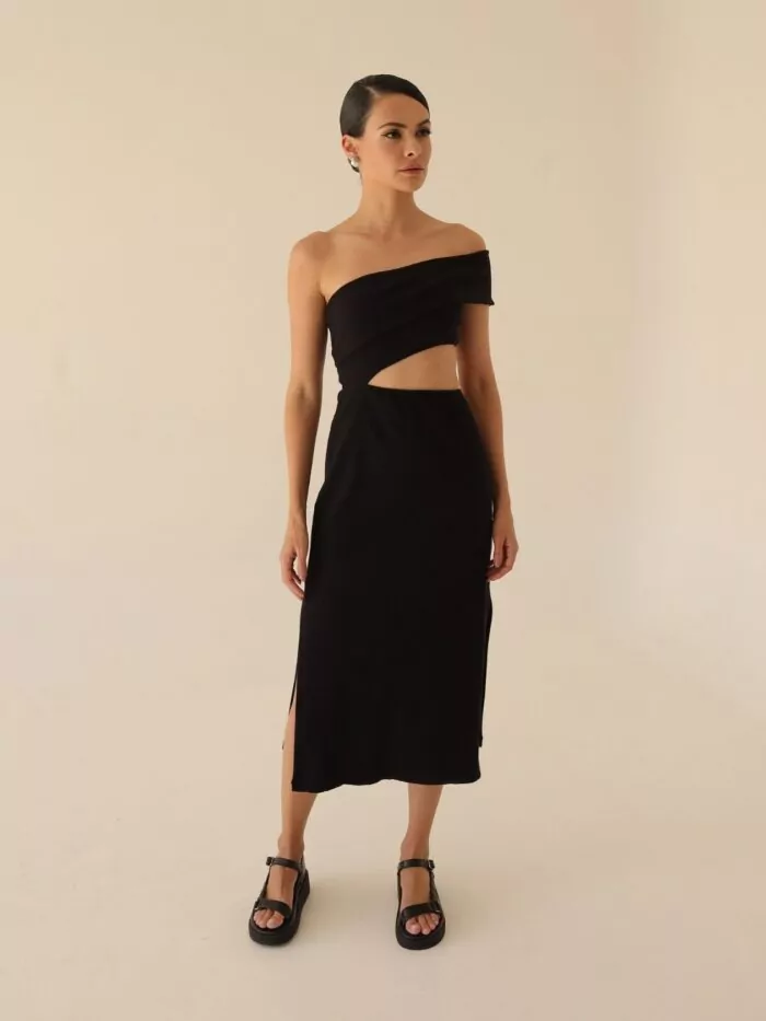 Vestido Faixa Ombro Preto