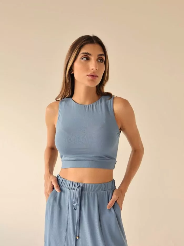 Cropped Nadador Celeste