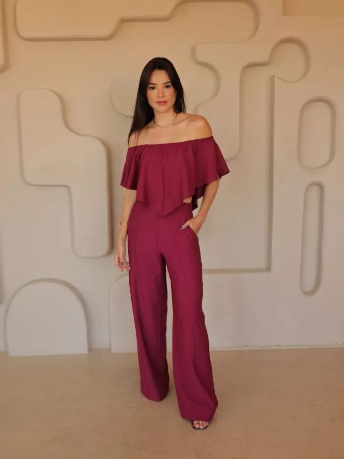 Calça Nervuras Bordô