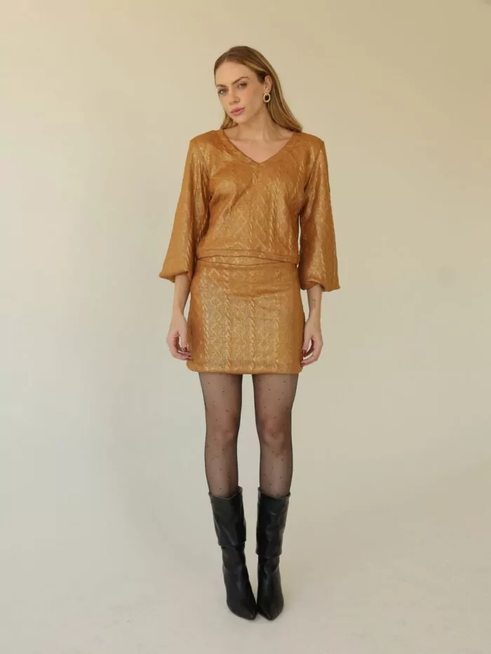 Blusa Tricot Foil Caramelo