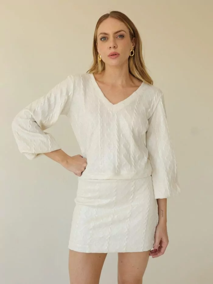 Blusa Tricot Foil Branco